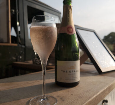 A glass of English sparkling wine at The Grange Thursday Lates