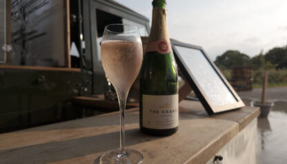 A glass of English sparkling wine at The Grange Thursday Lates
