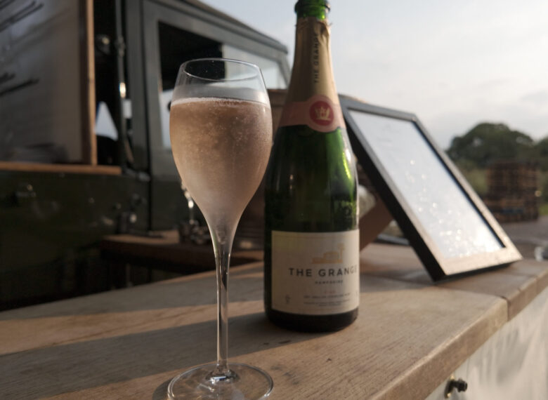 A glass of English sparkling wine at The Grange Thursday Lates
