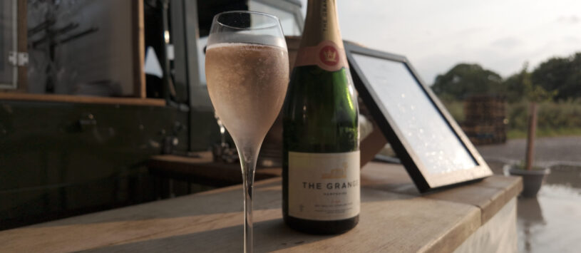 A glass of English sparkling wine at The Grange Thursday Lates